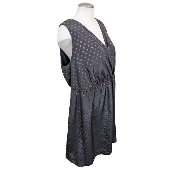Lane Bryant Surplice Front Dress Plus 3X Black Gold Dots Sleeveless Lined Party - Picture 3 of 6